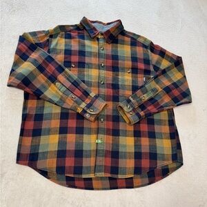 Woolrich Plaid Flannel Shirt SizeXL Green Label Collection Front Pocket